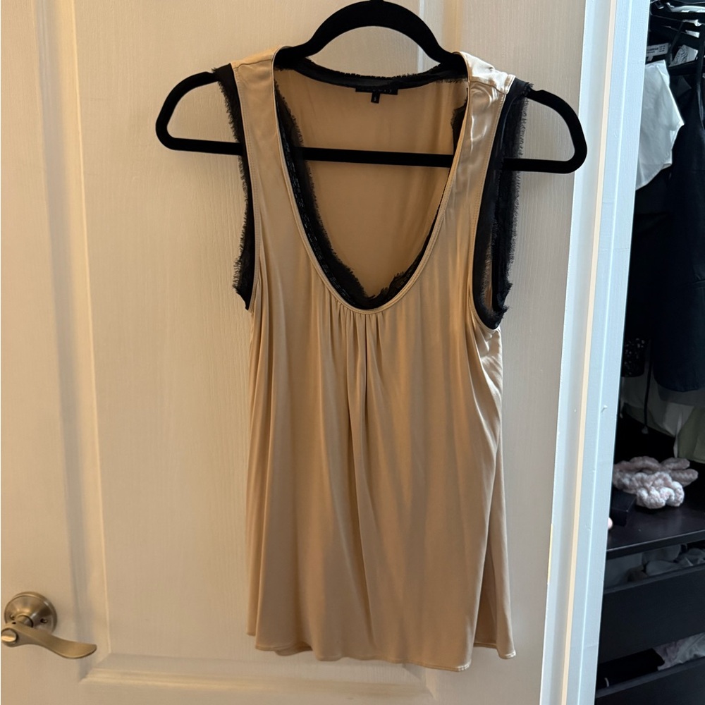Theory Beige Camisole with Black Lace Trim